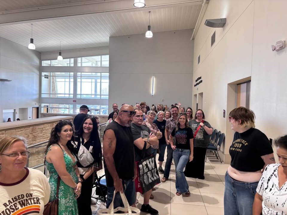 A packed crowd of shoppers inside the Texas Pyrex Swap